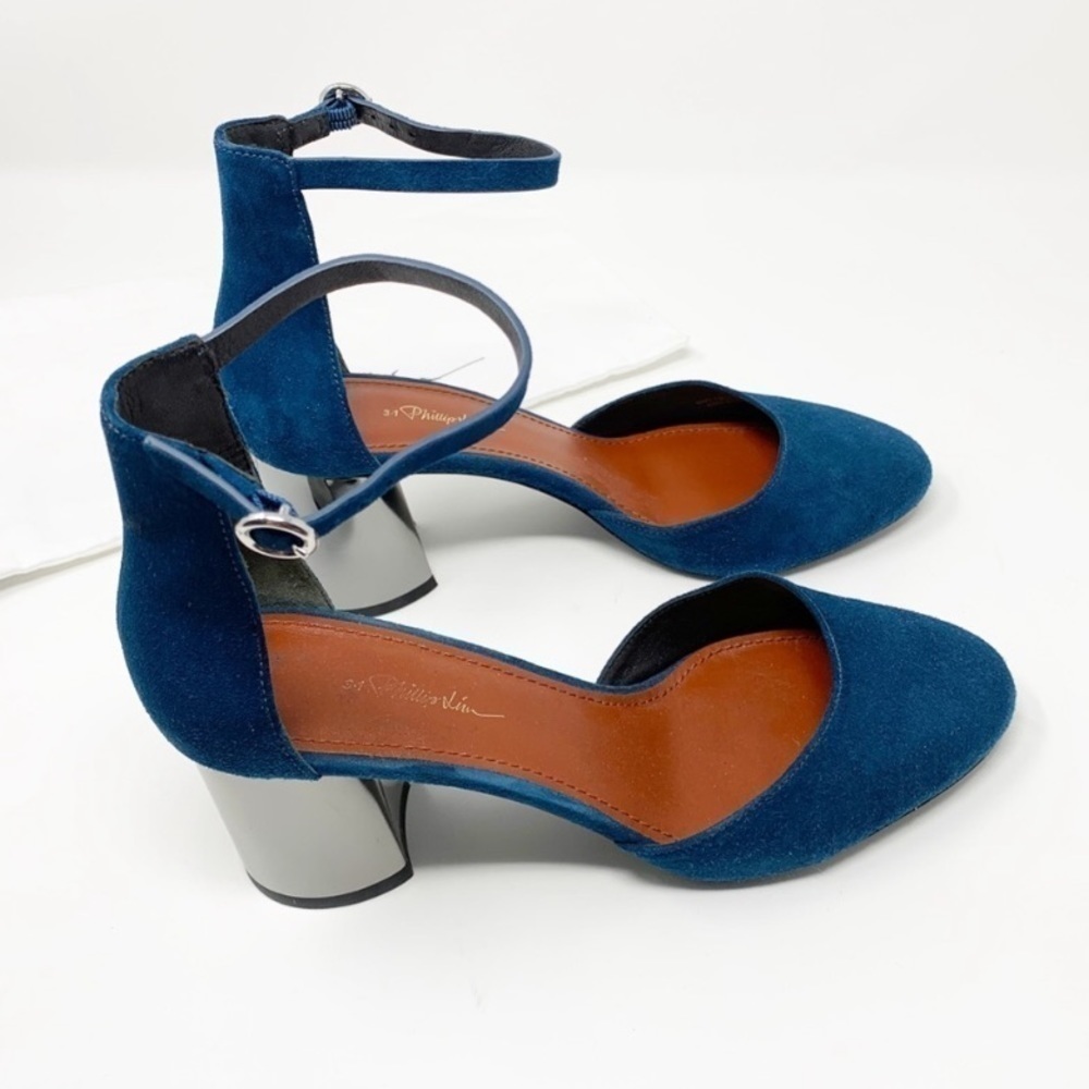 3.1 Phillip Lim Silver Drum Heel Mary Janes